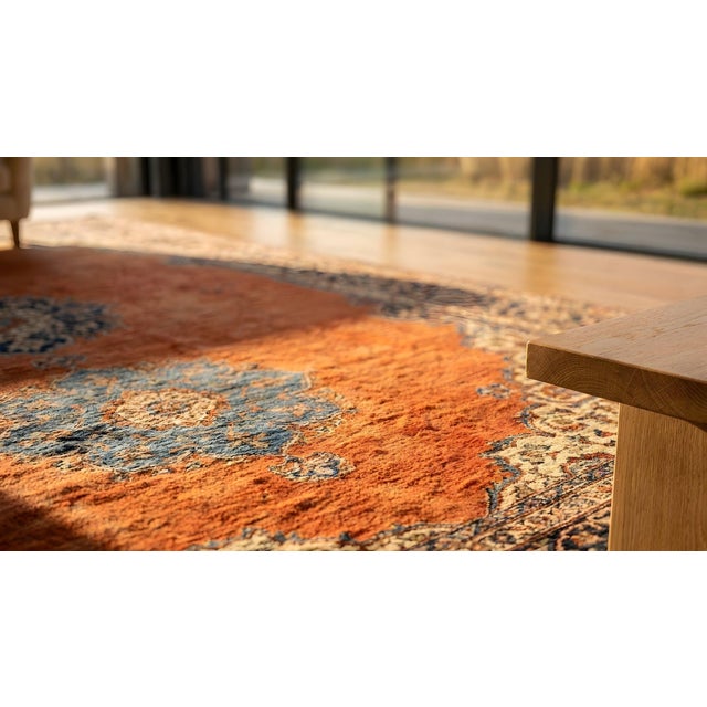1880s Red Open Field Medallion W. Persian Bijar Rug 11'3" X 18' Handknotted Wool Carpet For Sale - Image 17 of 17