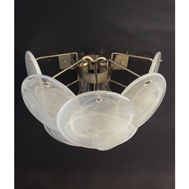 Pair of Glass Wall Sconces 10 Alabaster White Disks For Sale - Image 10 of 11