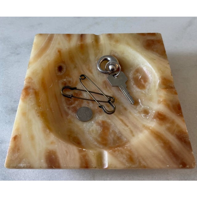 Mid 20th Century Large Vintage Square Alabaster Ashtray For Sale - Image 5 of 10