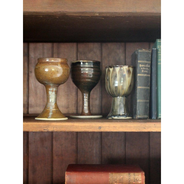 Vintage Studio Pottery Chalice Set of 3 For Sale - Image 11 of 12