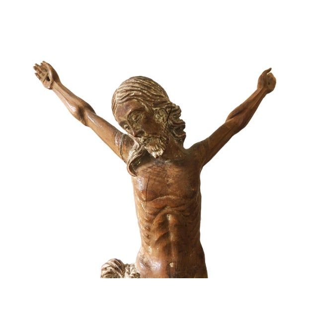 18th C Baroque Corpus Christi Sculpture / Christ Wooden Statue / Antique Carved Jesus For Sale In New York - Image 6 of 13