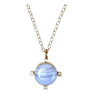 Blue Lace Agate Necklace For Sale