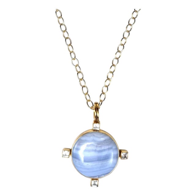 Blue Lace Agate Necklace For Sale