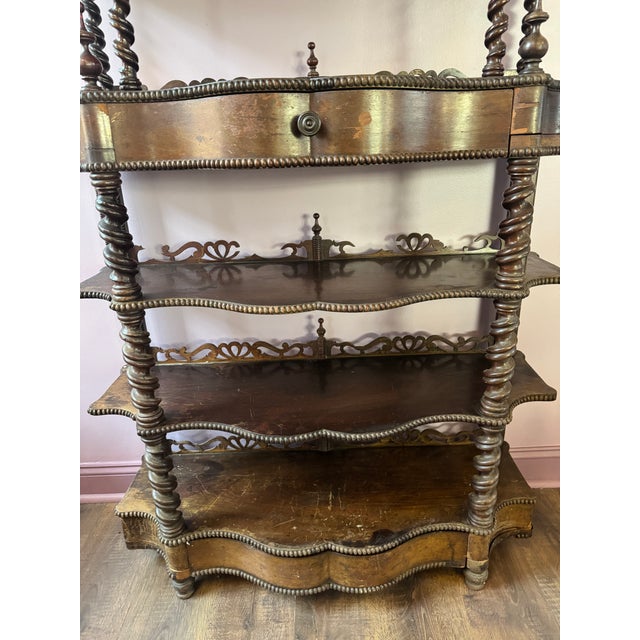 Late 19th Century Victorian Barley Twist Etagere With 2 Drawers and 6 Shelves. For Sale In Philadelphia - Image 6 of 13