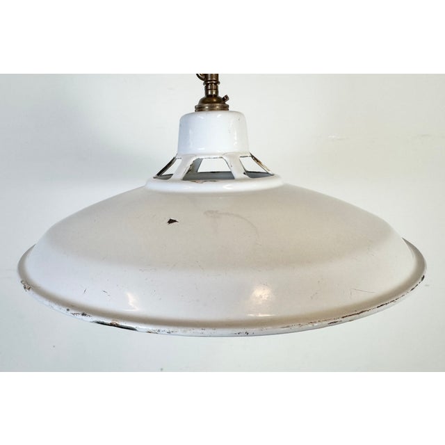 Industrial White Enamel Factory Pendant Lamp, 1960s For Sale - Image 4 of 18