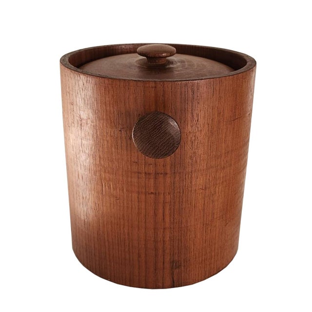 Mid-Century Modern Mid 20th Century Large Teak Wood Ice Bucket With Lid in the Style of Digsmed For Sale - Image 3 of 12