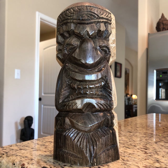 MidCentury Carved Heavy Wood Tiki God Chairish