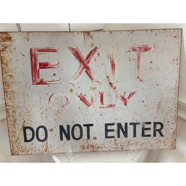 1950s 1940s "Exit Only- Do Not Enter” Metal Sign For Sale - Image 5 of 5