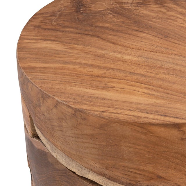 Contemporary Organic Teak Fragment Drum Side Table For Sale - Image 3 of 6