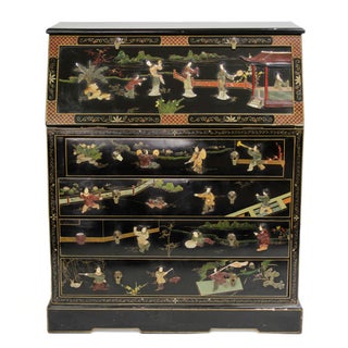 Vintage Asian Painted Secretary For Sale