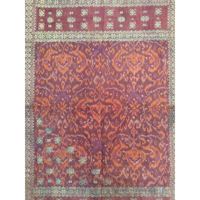 Antique Early 20th Century Malaysian Ikat Songket Head Cloth From Sumatra For Sale - Image 4 of 10
