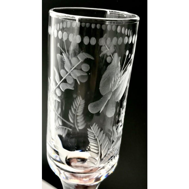 Mid 19th Century Antique Blown and Hand Cut Butterfly Cordial Glasses - Set of 6 For Sale In New York - Image 6 of 9