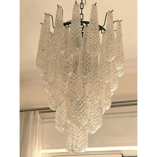 2020s Mid Century Modern Venetian Murano Glass “Conchiglie” Chandelier in Black Nickel For Sale - Image 5 of 7