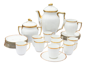 Porcelain Coffee Service for 9 from Rayaud Limoges, 1950s, Set of 23
