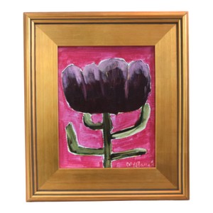 Bold Impressionist Lavender Flower Painting Including the Antiqued Gold Wood Frame