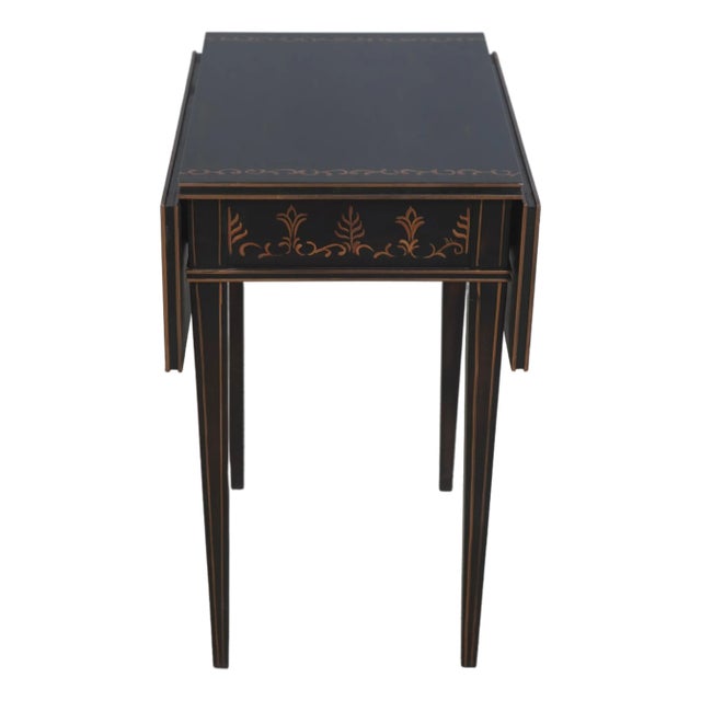 Sherrill Black & Gold Crackle Paint Pembroke Drop Leaf Table For Sale