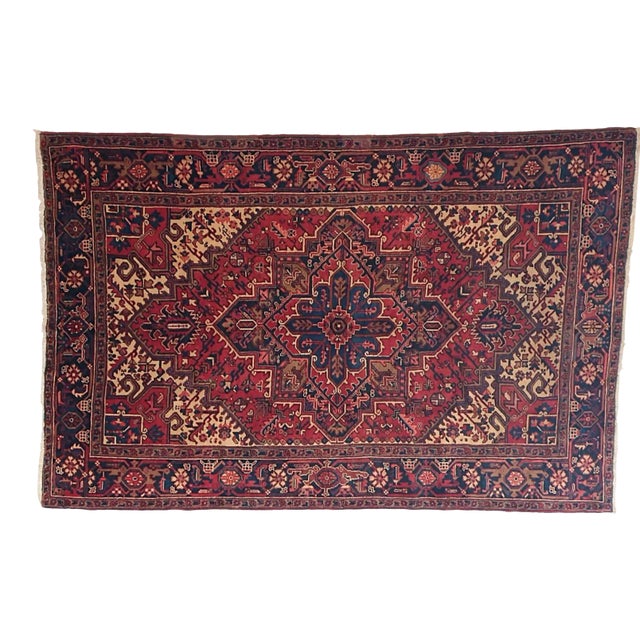 1960's Vintage Persian Heriz, 6'6" X 9'8" For Sale
