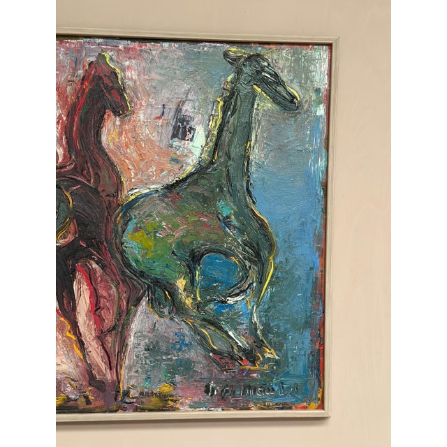Helmut Mantel, Horses, 1950s, Oil Painting on Canvas, Framed For Sale - Image 10 of 12