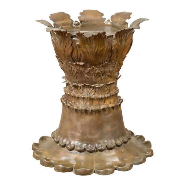 Contemporary Bronze Acanthus Leaves & Palmettes Flower Pedestal For Sale