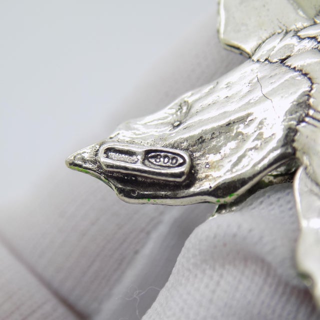 Metal Vintage Italian Handmade Genuine Silver Poinsettia Christmas Decorative Mini Candle Holder Dollhouse Miniature For Sale - Image 7 of 10