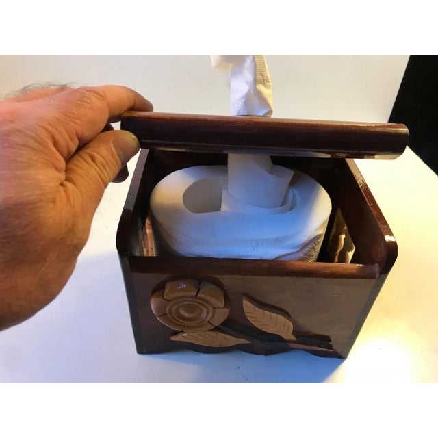 Vintage Folk Art Hand Towel Box in Mixed Woods, 1970s For Sale - Image 4 of 10