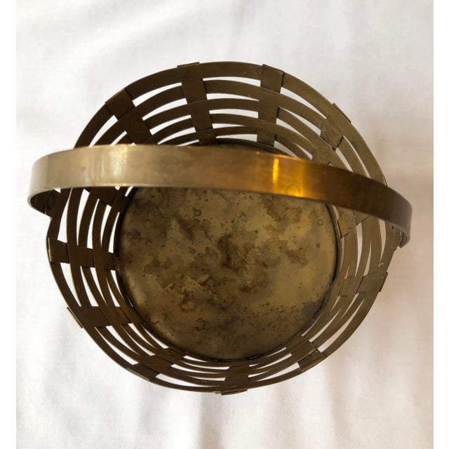 Late 20th Century Brass Woven Basket Chairish