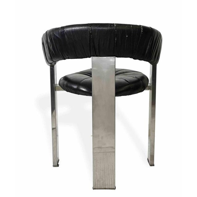 Leather and Steel Chairs by Eckart Muthesius, 1970s, Set of 7 For Sale - Image 3 of 7