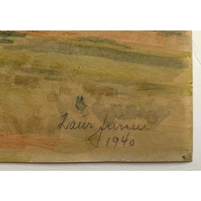 Artist - to be determined Title - French Landscape Watercolor 1940 Signed - lower right indistinct (see photo) Year - 1940...