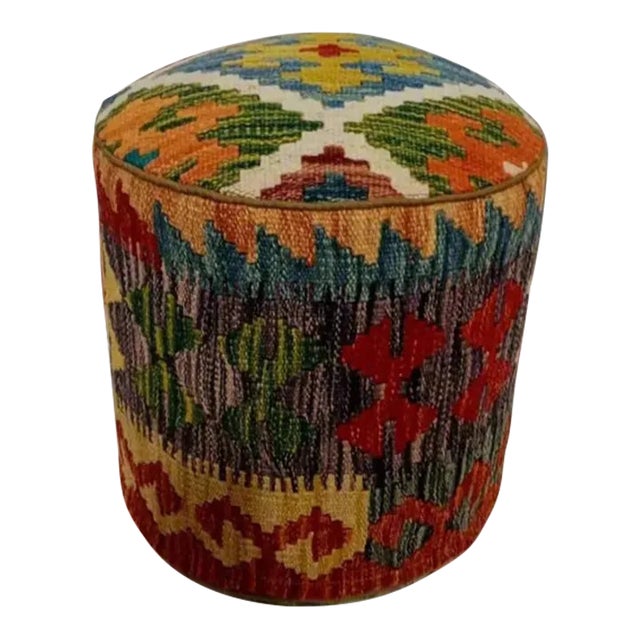 Kilim Rug Pouf Ottoman #11a For Sale