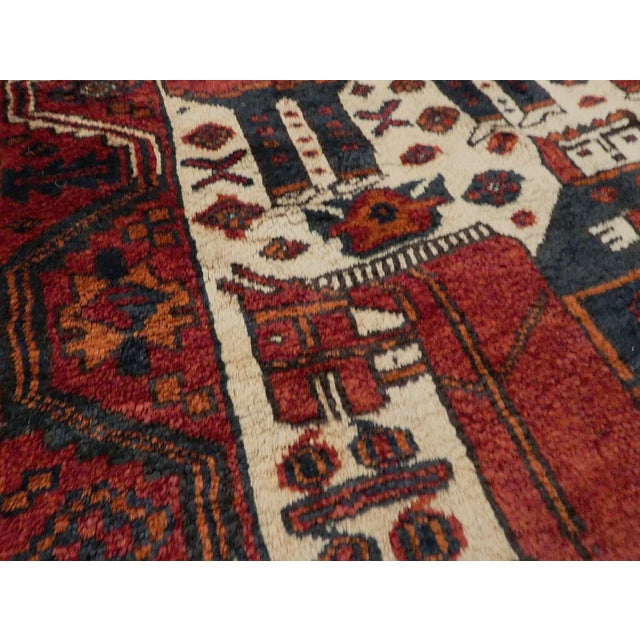 Tribal Mid-20th Century Handmade Persian Bakhtiari Pictorial Accent Rug For Sale - Image 4 of 10