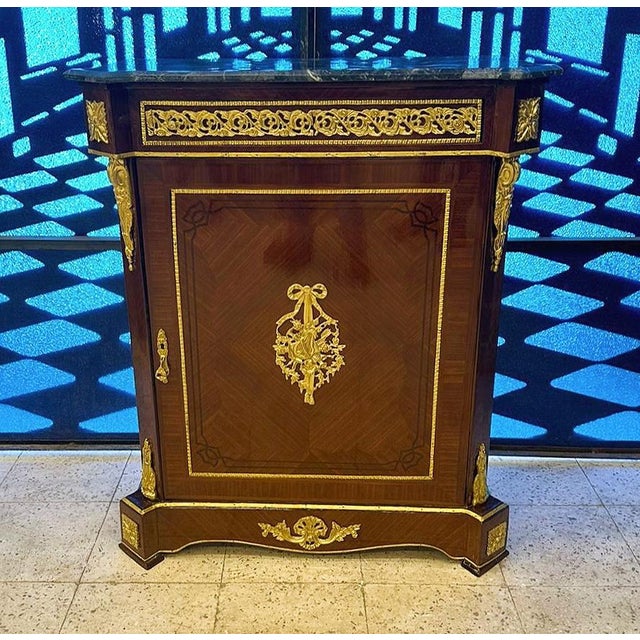 French Louis XV Style Copper Commode Marble Topped For Sale - Image 4 of 4