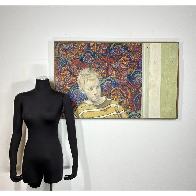 Large Signed Philip Behymer Mid-Century Modern Portrait Museum-Collected Texas Artist 1983 This monumental original oil on...