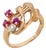 Mid 20th Century Retro Ruby Diamond 14k Rose Gold Ring, Size 4.5 For Sale