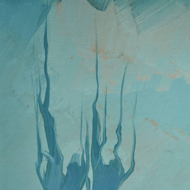 Lupi, Abstract Blue Composition, Oil on Canvas, 1970s For Sale - Image 3 of 5