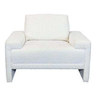 Tov Furniture Maeve Modern White Lounge Chair, Plush Bouclé Upholstery For Sale