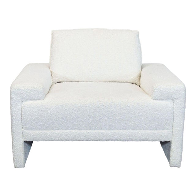 Tov Furniture Maeve Modern White Lounge Chair, Plush Bouclé Upholstery For Sale