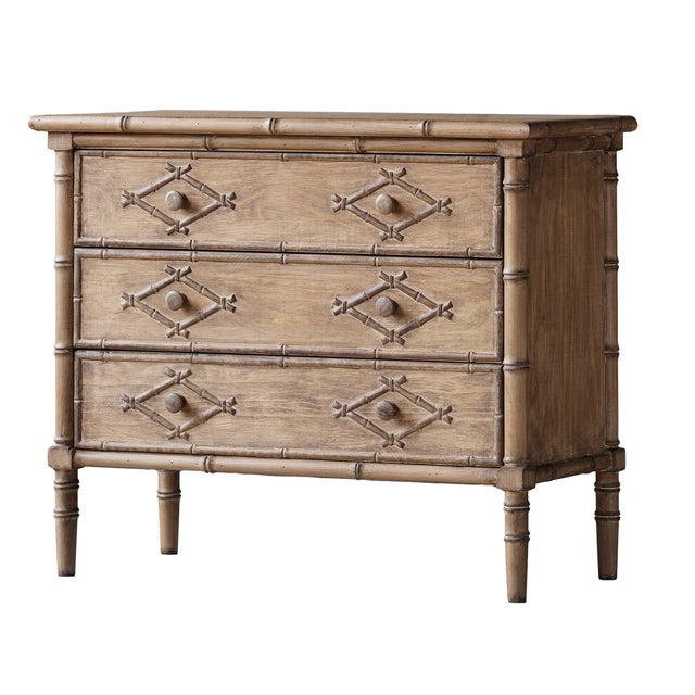 Traditional Matthew Izzo Home Faux Bamboo Three Drawer Dresser For Sale - Image 3 of 6