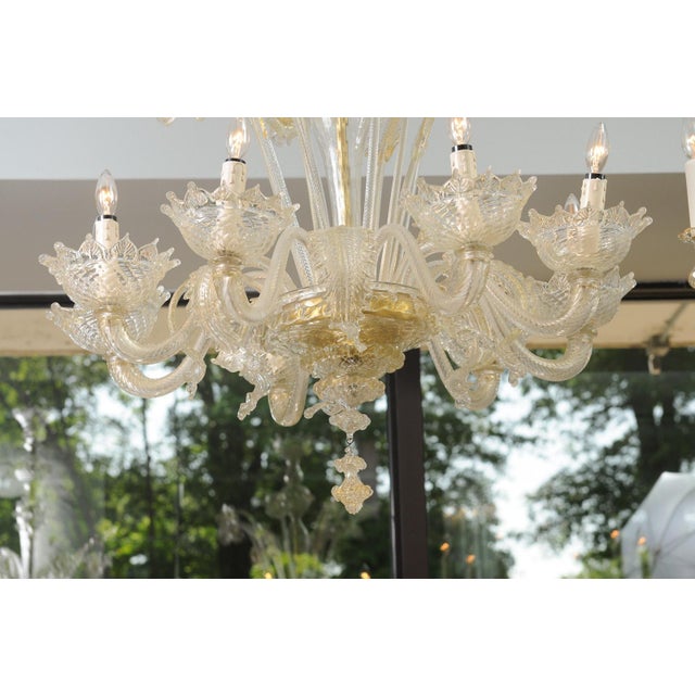 1940s Ornate 8-Light Murano Glass Chandelier, Italy For Sale - Image 18 of 18