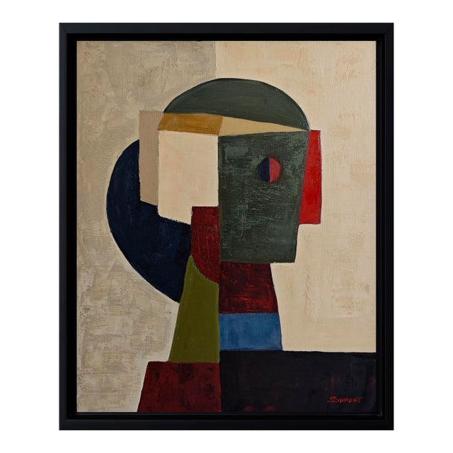Le Veilleur, Original Contemporary Geometric Oil Painting by Sophie Dumont For Sale