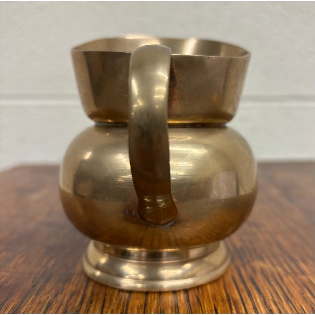 Asian Vintage Brass Korean Pouring Vessel Pitcher With Etched For Sale - Image 3 of 7