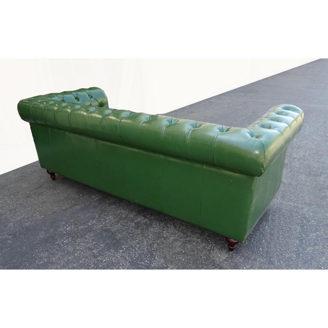 Vintage Chesterfield Sofa Green Tufted Leather Couch For Sale - Image 12 of 12