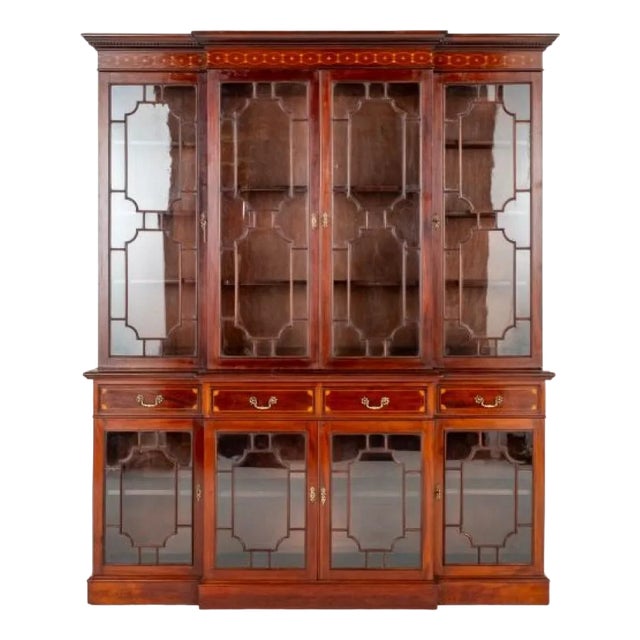 Regency Breakfront Bookcase in Mahogany from Lambs and Co., 1880s For Sale