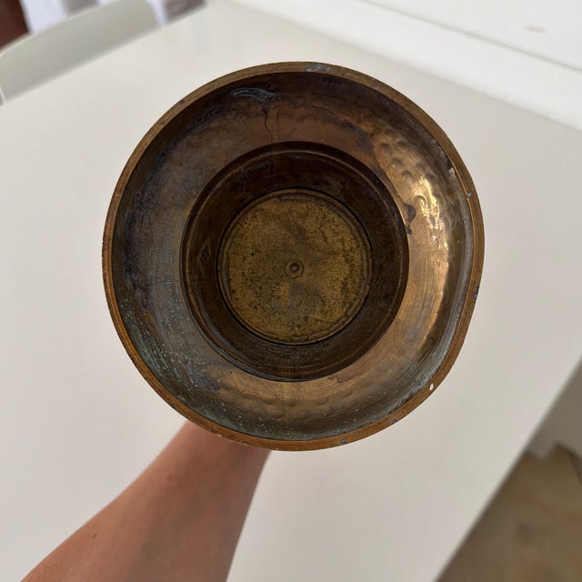 Mid-Century Modern Vintage Handcrafted Brass Vase For Sale - Image 3 of 6