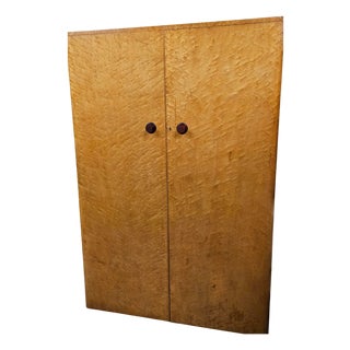 Art Deco Birdseye Maple Wardrobe with Phenolic Handles, 1930s For Sale