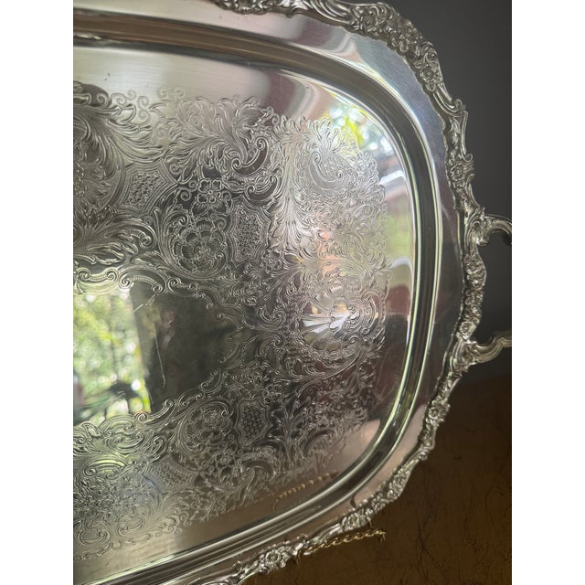 Vintage Silver-Plated Butler Tray in the "Countess" Pattern by the International Silver Company For Sale - Image 15 of 18