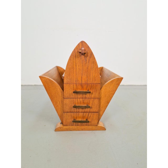 Art Deco Magazine Rack with Three Drawers, 1930s For Sale - Image 4 of 12