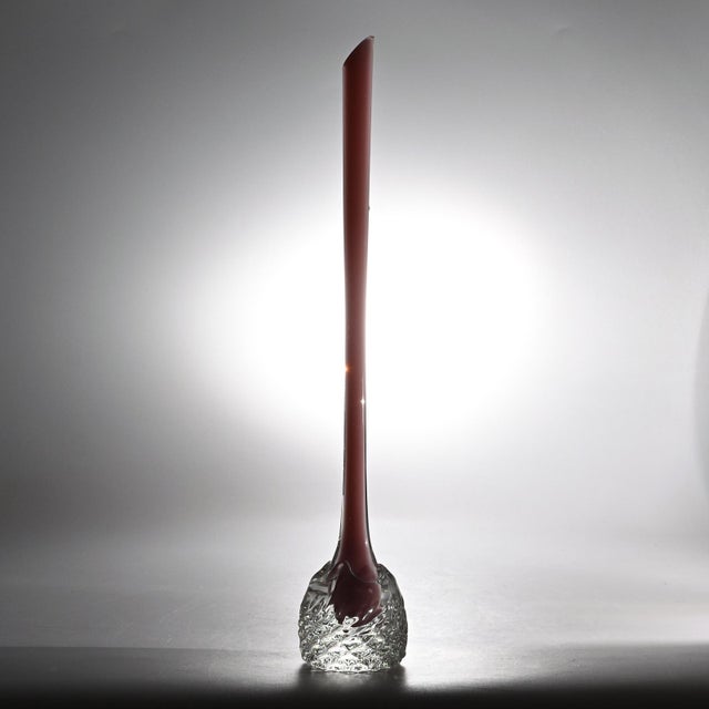 Empoli Pink Opaline Glass Flute Vase from Empoli, 1960s For Sale - Image 4 of 10