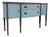1920s Painted Sideboard Buffet | Antique Bow Front Server | Hepplewhite Revival Cabinet | Blue Wood Credenza | Farmhouse Cottage Wood Buffet For Sale