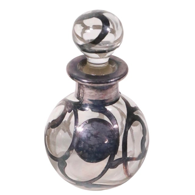 Pr. vintage silver overlay perfume bottles, in very good, original, clean and ready to use condition, showing only light...