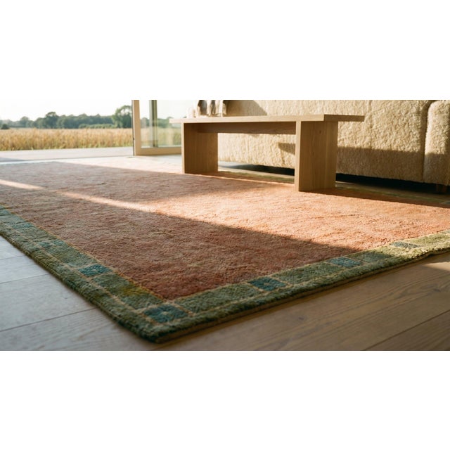 1930s Pink-Rose Open Field Antique Austrian Art Nouveau Vienna Werkstatte Rug 9'4" X 13'6" Knotted Wool Carpet For Sale - Image 14 of 14